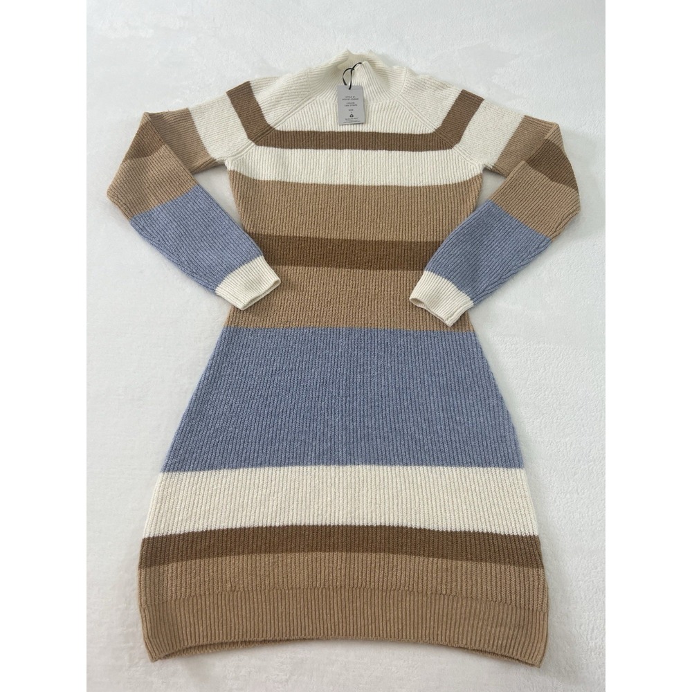 Gypsy Cloud Striped Turtle Neck Long Sleeve Color Block‎ Stretch Mini Dress Sz L